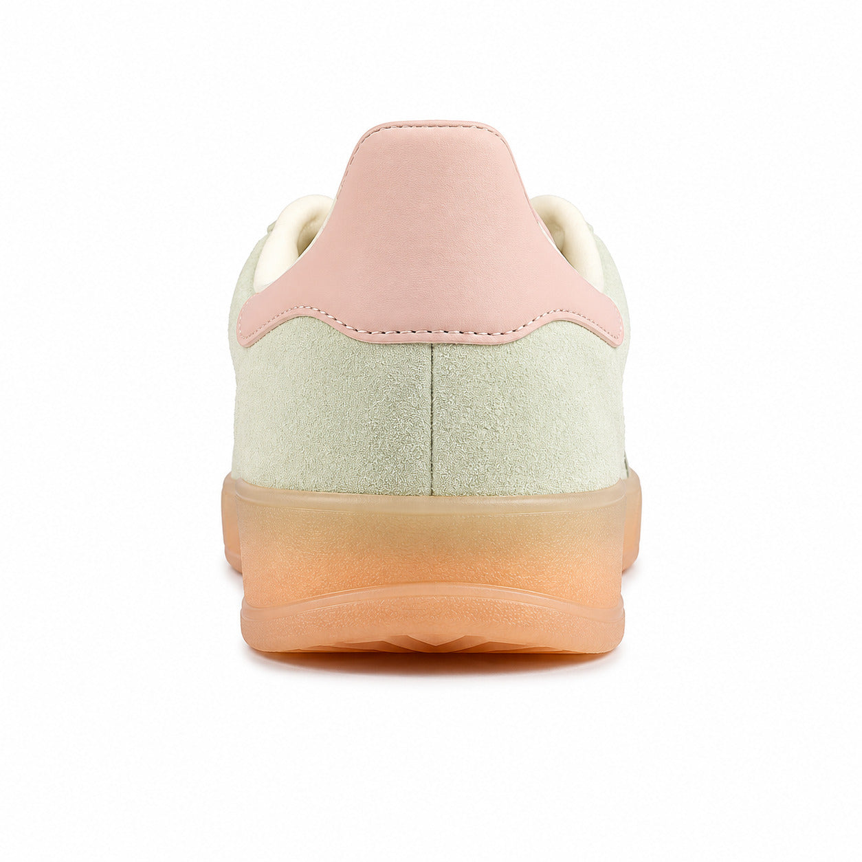 Adidas Gazelle Bold ante verde menta detalle talón rosa pálido gum