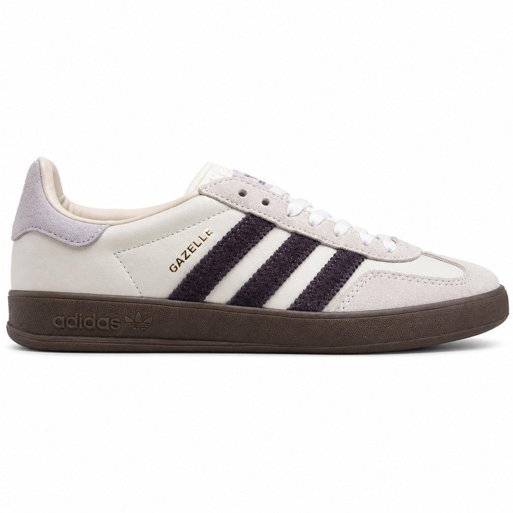 Adidas Gazelle crema violeta lavanda suela gum oscuro lateral derecha

