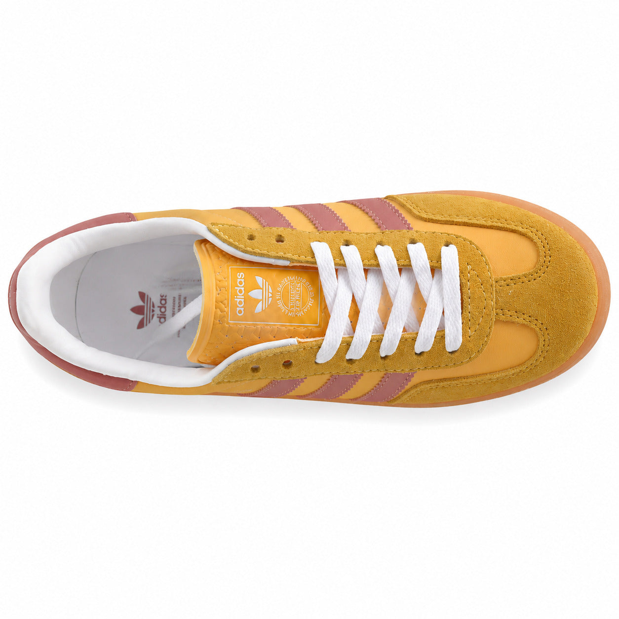 Adidas Gazelle Indoor amarillo rosa suela naranja vista superior