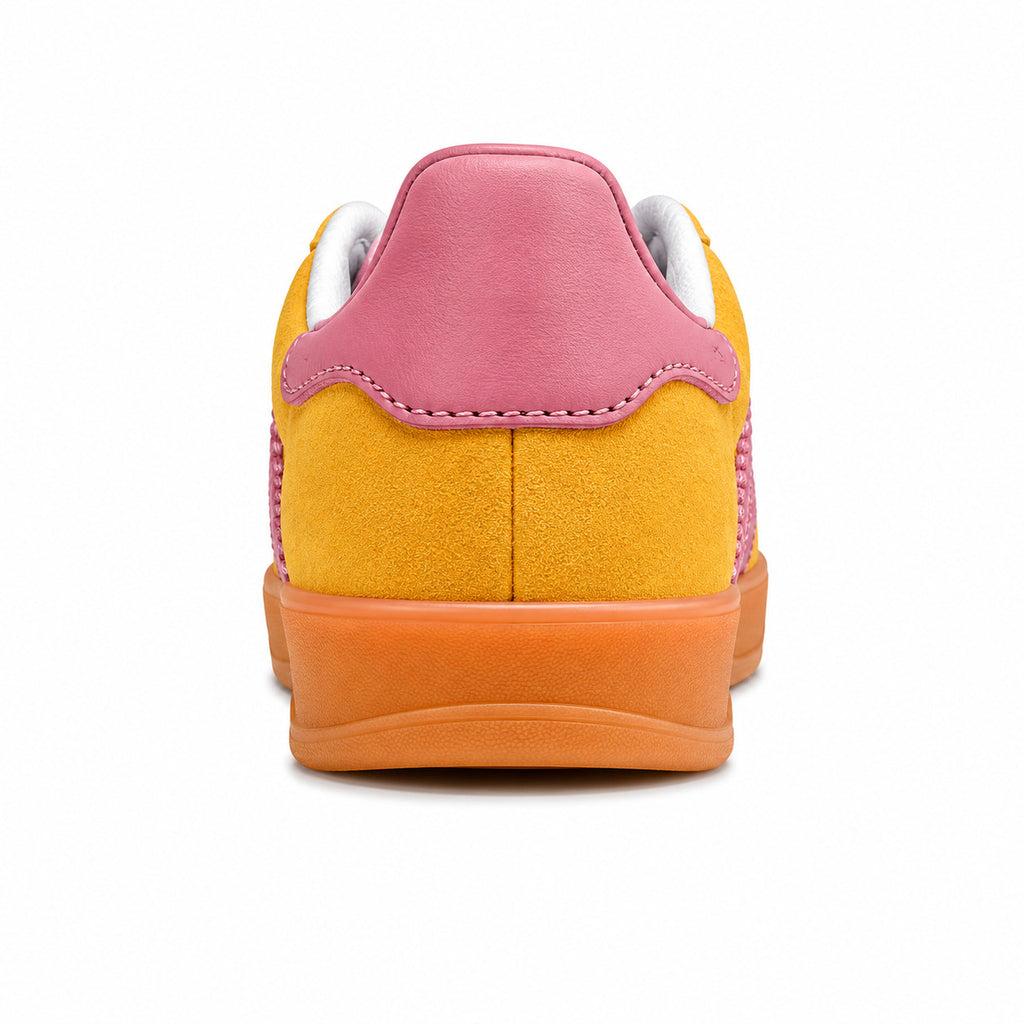 Adidas Gazelle Indoor amarillo rosa suela naranja detalle suela