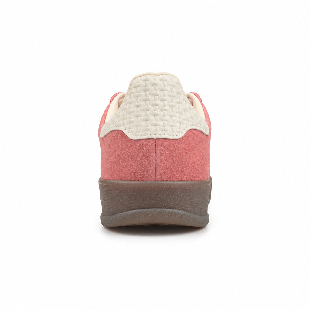 Adidas Gazelle Indoor rosa crema detalle talón tejido bouclé
