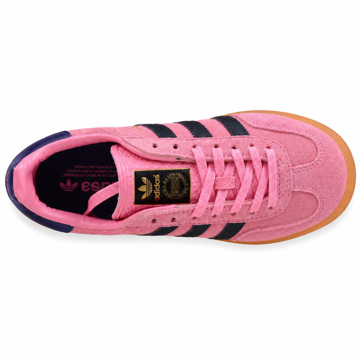 Adidas Gazelle Indoor rosa negro marino vista superior cordones