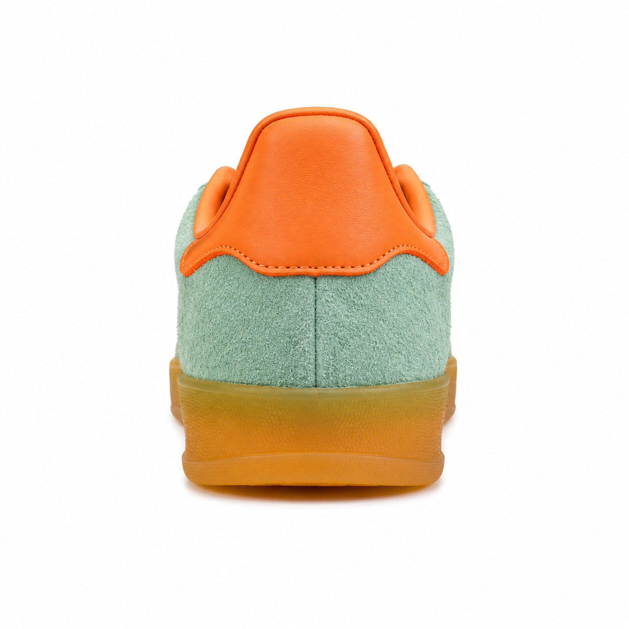 Adidas Gazelle Indoor verde menta naranja detalle talón contrastante
