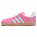 Adidas Gazelle rosa azul cielo lateral izquierda suela goma