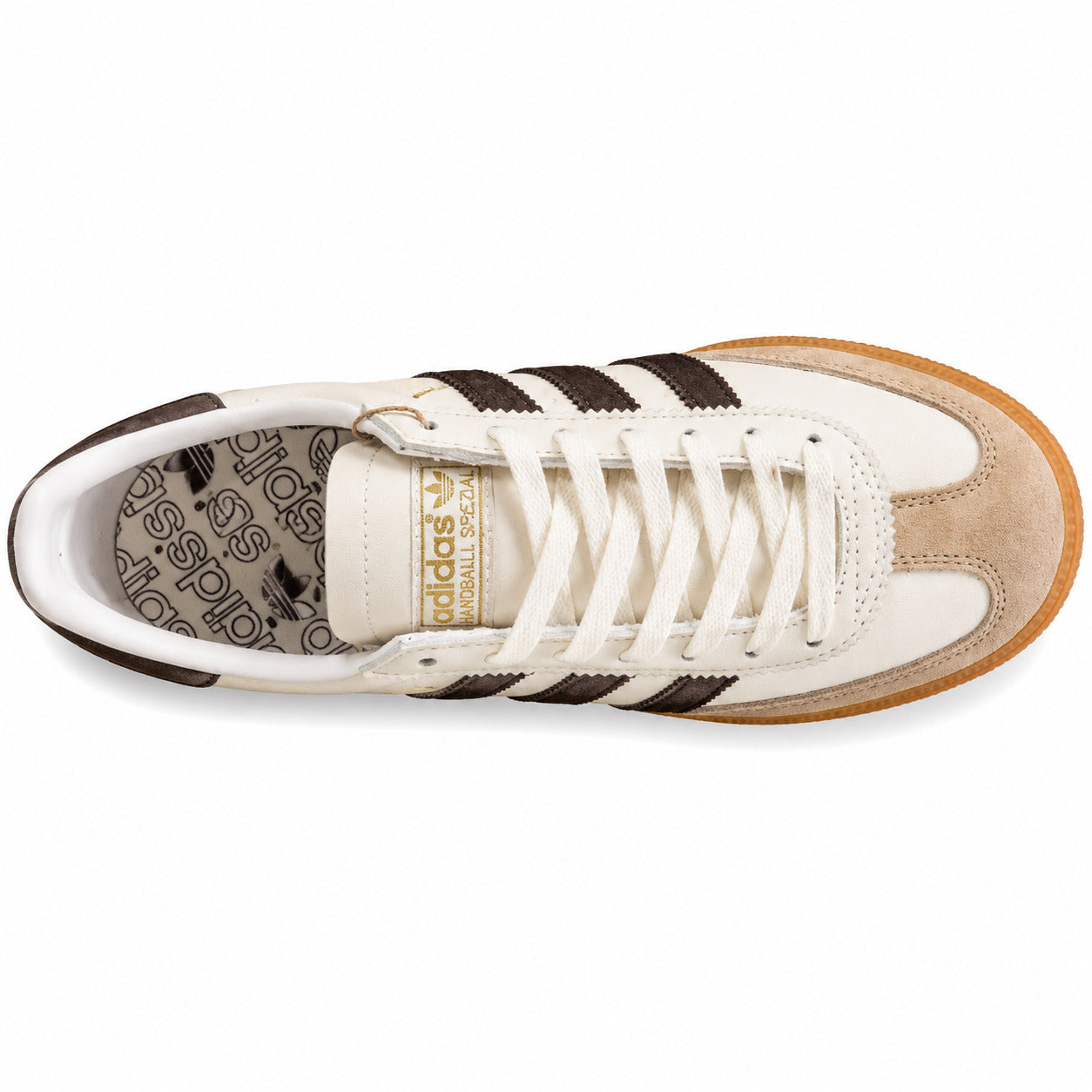 Adidas Handball Spezial crema marrón oscuro vista superior plantilla
