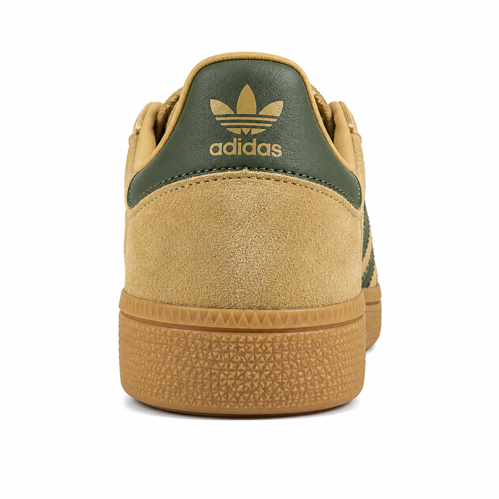 Adidas Handball Spezial ante mostaza verde oscuro detalle contrafuerte trasero