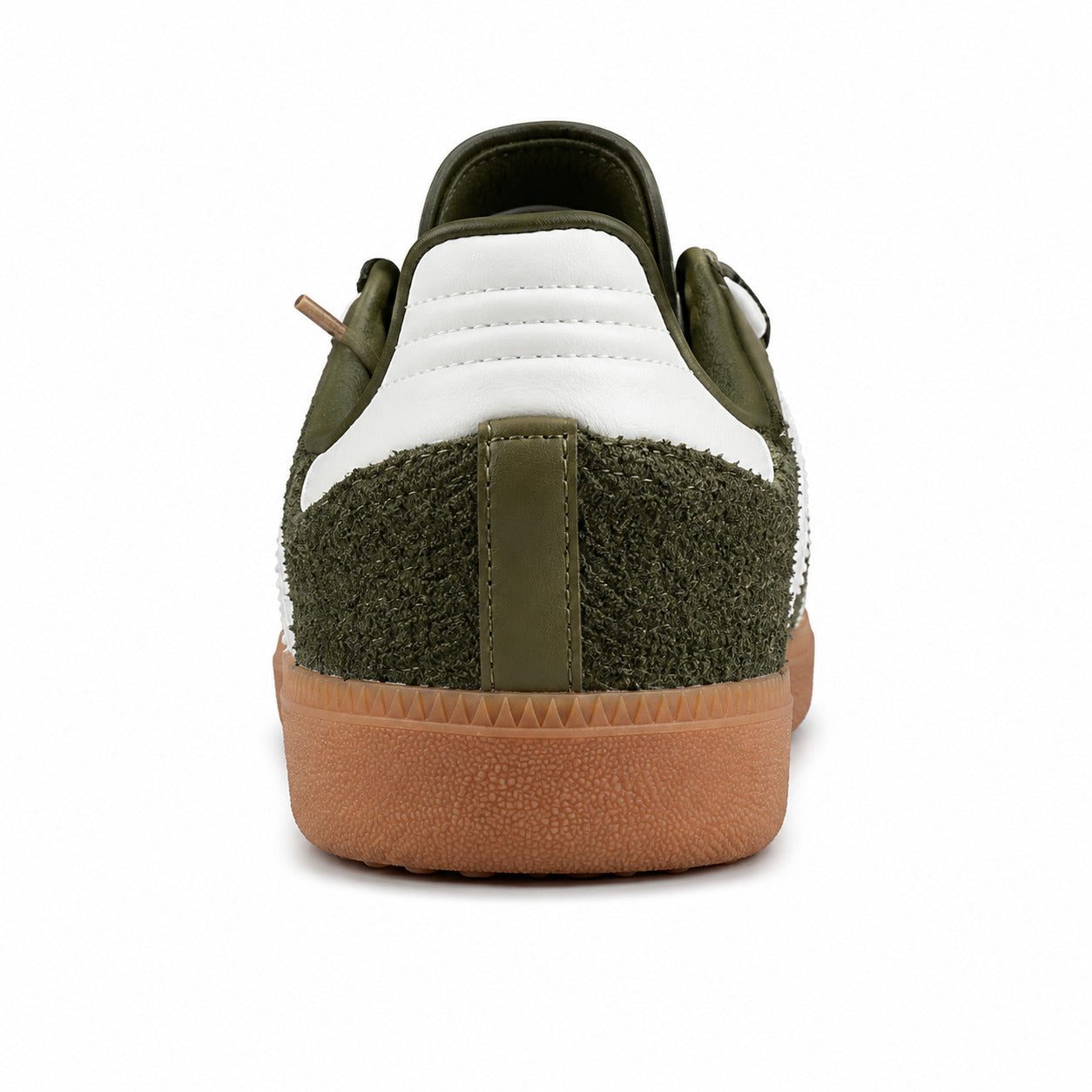 Adidas Samba OG bouclé oliva detalle talón blanco suela goma