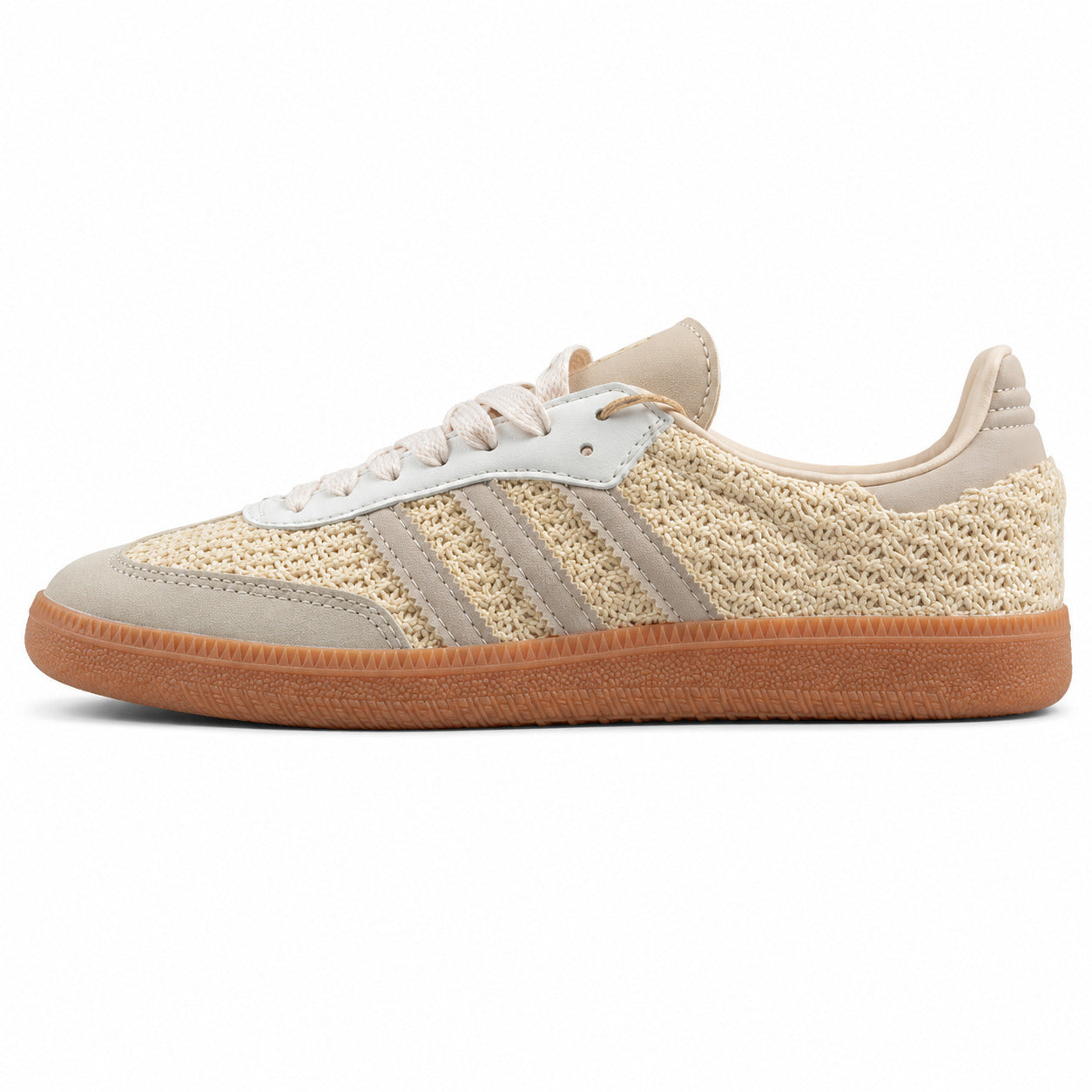 Adidas Samba OG crema arena crochet rafia lateral izquierdo goma