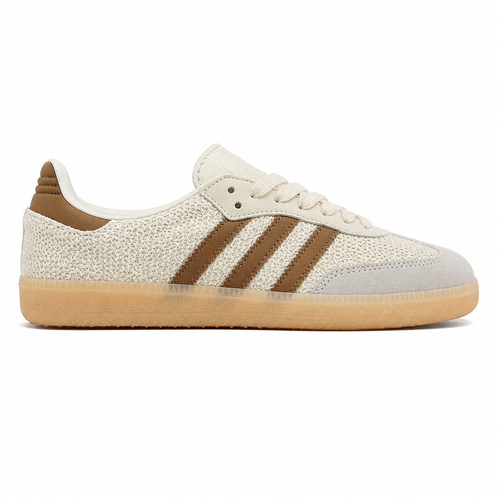 Adidas Samba OG crema camel tejido suela goma lateral derecho