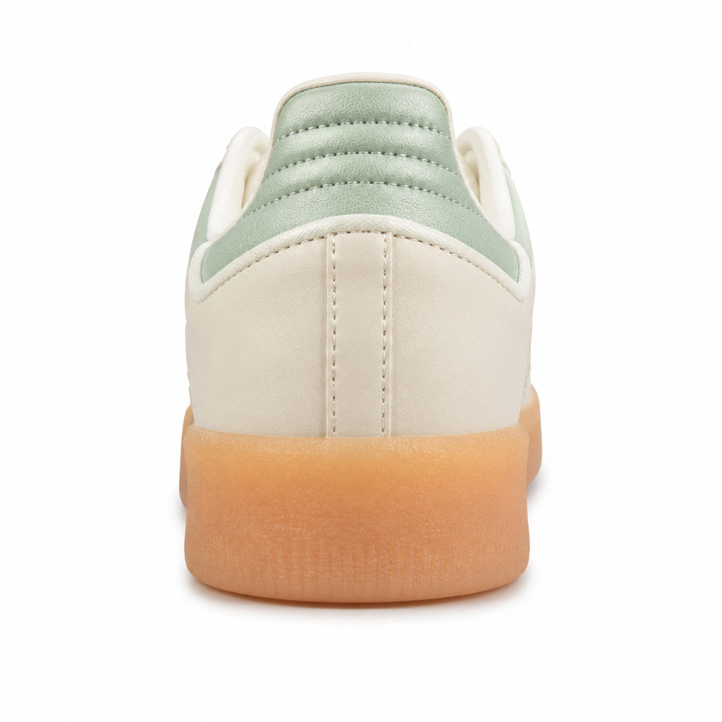 Adidas Sambae W crema detalle talón metalizado menta suela goma ámbar