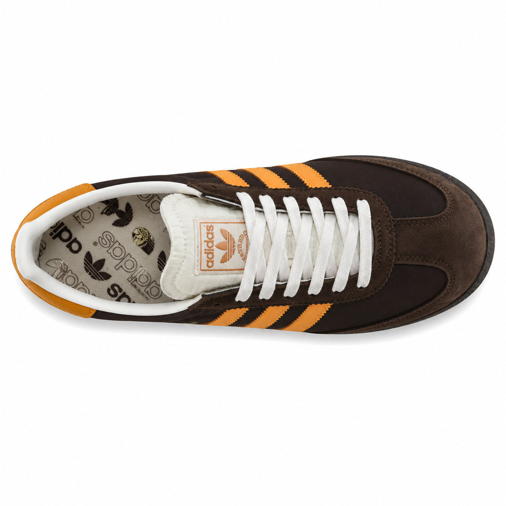 Adidas SL 72 marrón chocolate naranja cordones blancos plantilla trefoil vintage vista superior