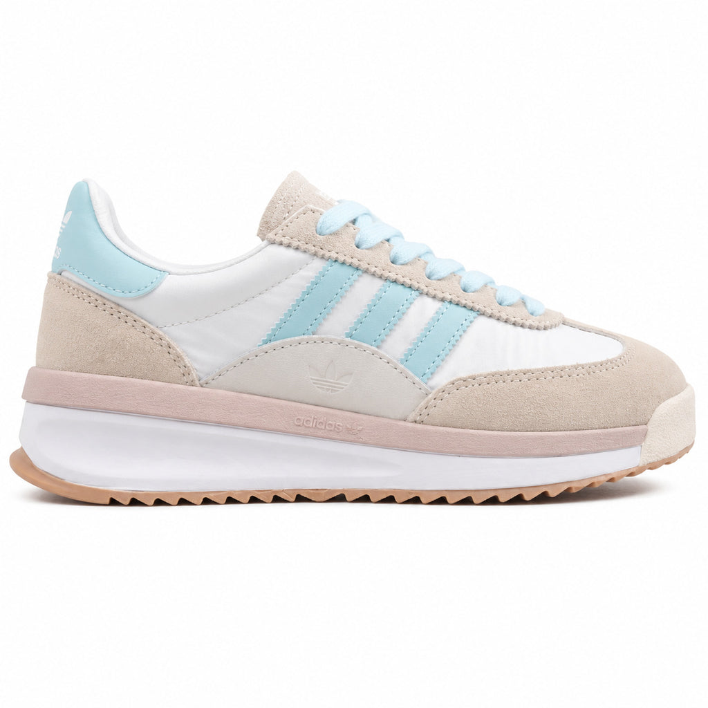 Adidas SL 72 RTN blanco ante beige azul cielo rosa mediasuela boost perfil derecho
