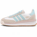 Adidas SL 72 RTN blanco beige bandas azul cielo franja rosa boost perfil izquierdo