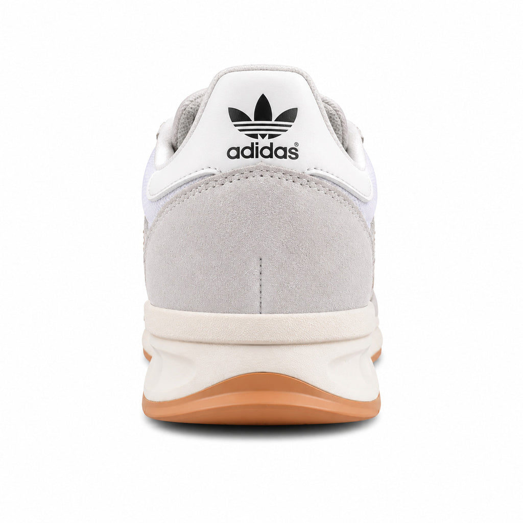 Adidas SL 72 RTN blanco detalle talón trefoil negro mediasuela crema boost caramelo