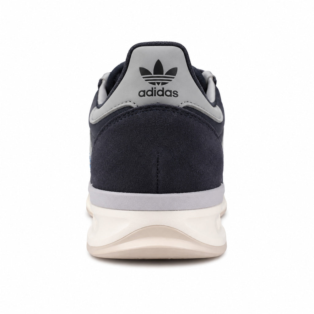 Adidas SL 72 RTN gris marino detalle talón collarín gris trefoil negro mediasuela boost