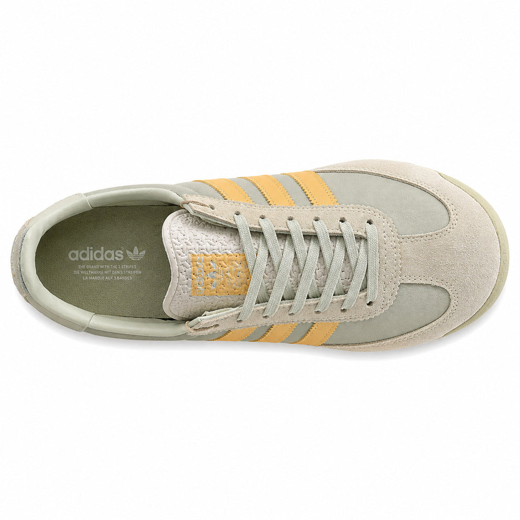 Adidas SL 72 verde salvia mostaza crema cordones gris plantilla heritage trilingüe vista superior