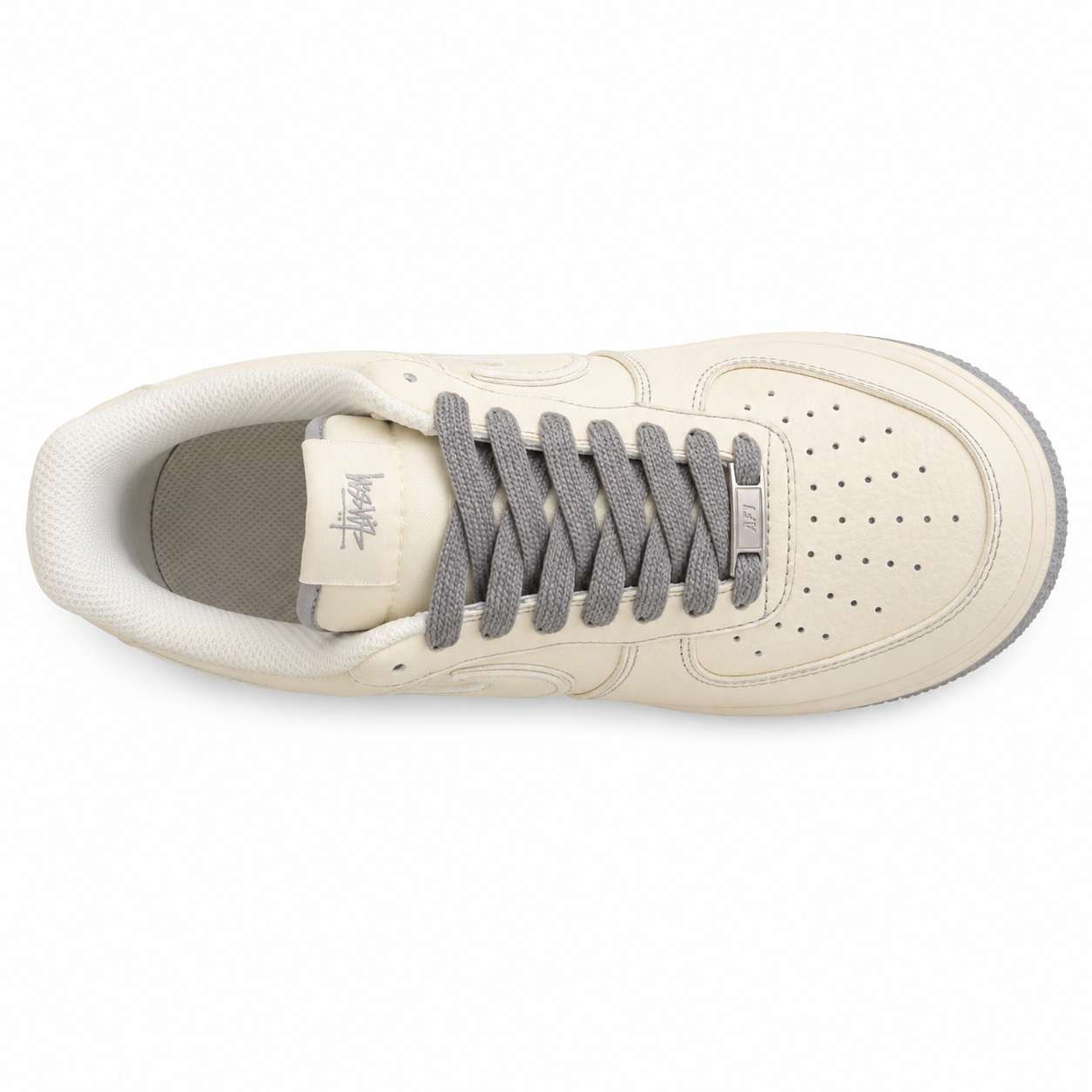 Nike Air Force 1 Low x Stussy beige gris vista superior plantilla