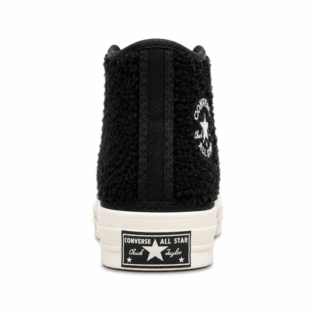 Converse Chuck 70 Hi sherpa negro detalle talón plataforma crudo