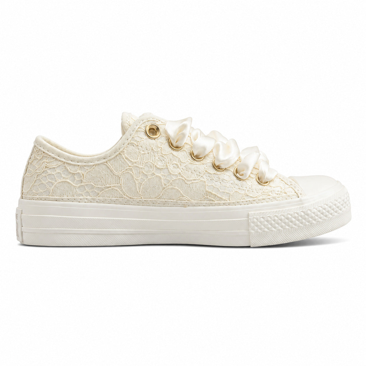 Converse Chuck 70 Low encaje crudo dorado cordones satén lateral derecha
