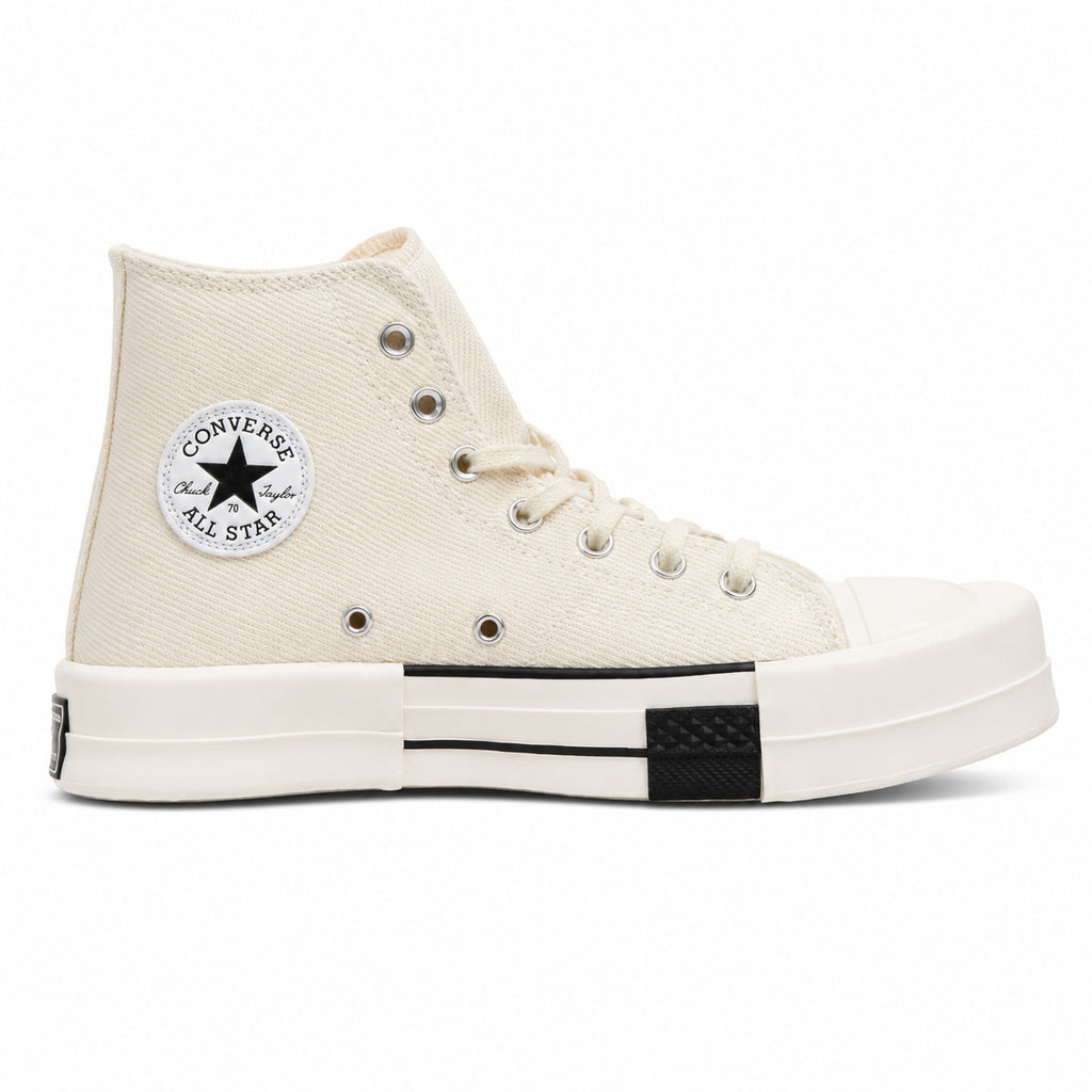 Converse Chuck 70 Plus Hi blanco negro suela bloque lateral derecha logo