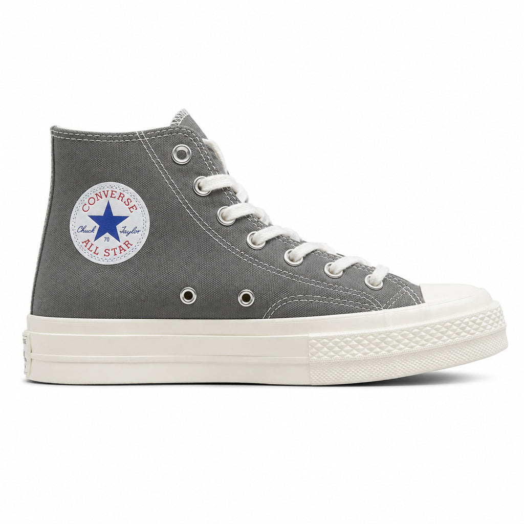 Converse CTAS 70 Hi Platform x Comme des Garçons Play gris negro lateral derecha