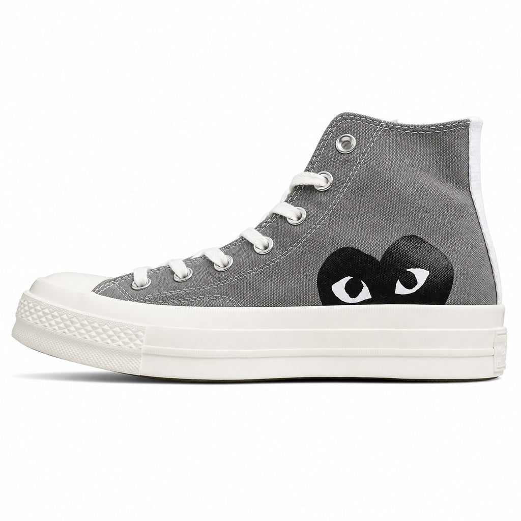 Converse CTAS 70 Hi Platform x Comme des Garçons Play gris negro lateral izquierda