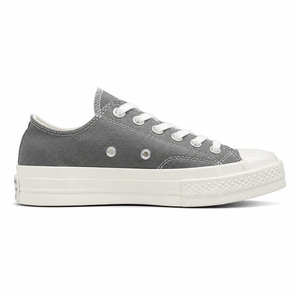 Converse CTAS 70 Low Platform x Comme des Garçons Play gris negro lateral derecha