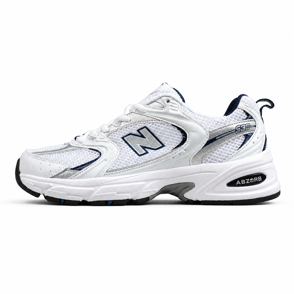 NB 530 Blanco / Azul marino