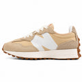 New Balance 327 beige y blanco ante y nylon, lateral exterior