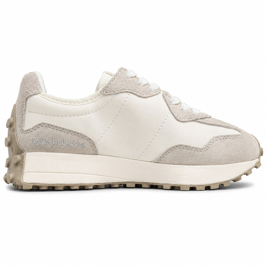 New Balance 327 crema y gris ante y nylon, lateral interior