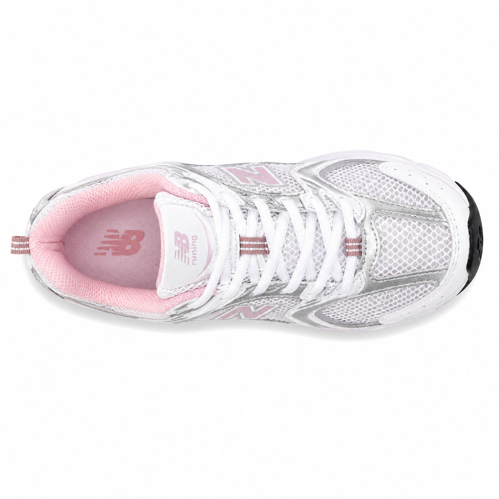 New Balance 530 blanco plata rosa vista superior plantilla