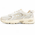New Balance 530 crema y beige mesh y cuero, lateral exterior

