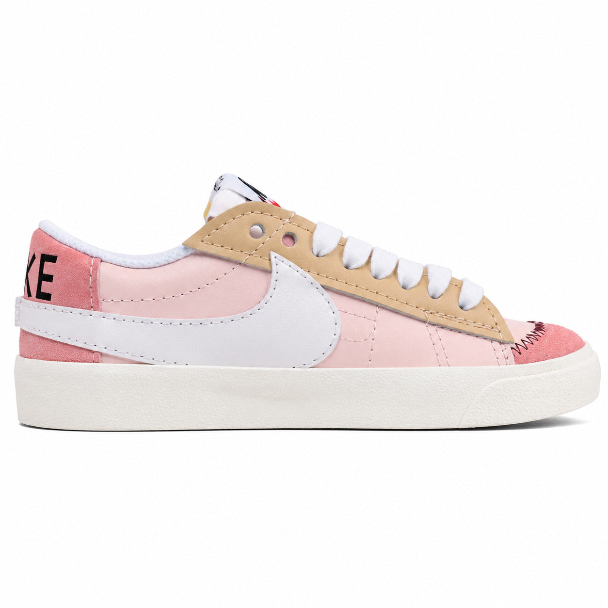Nike Blazer Low 77 rosa beige blanco perfil lateral izquierdo
