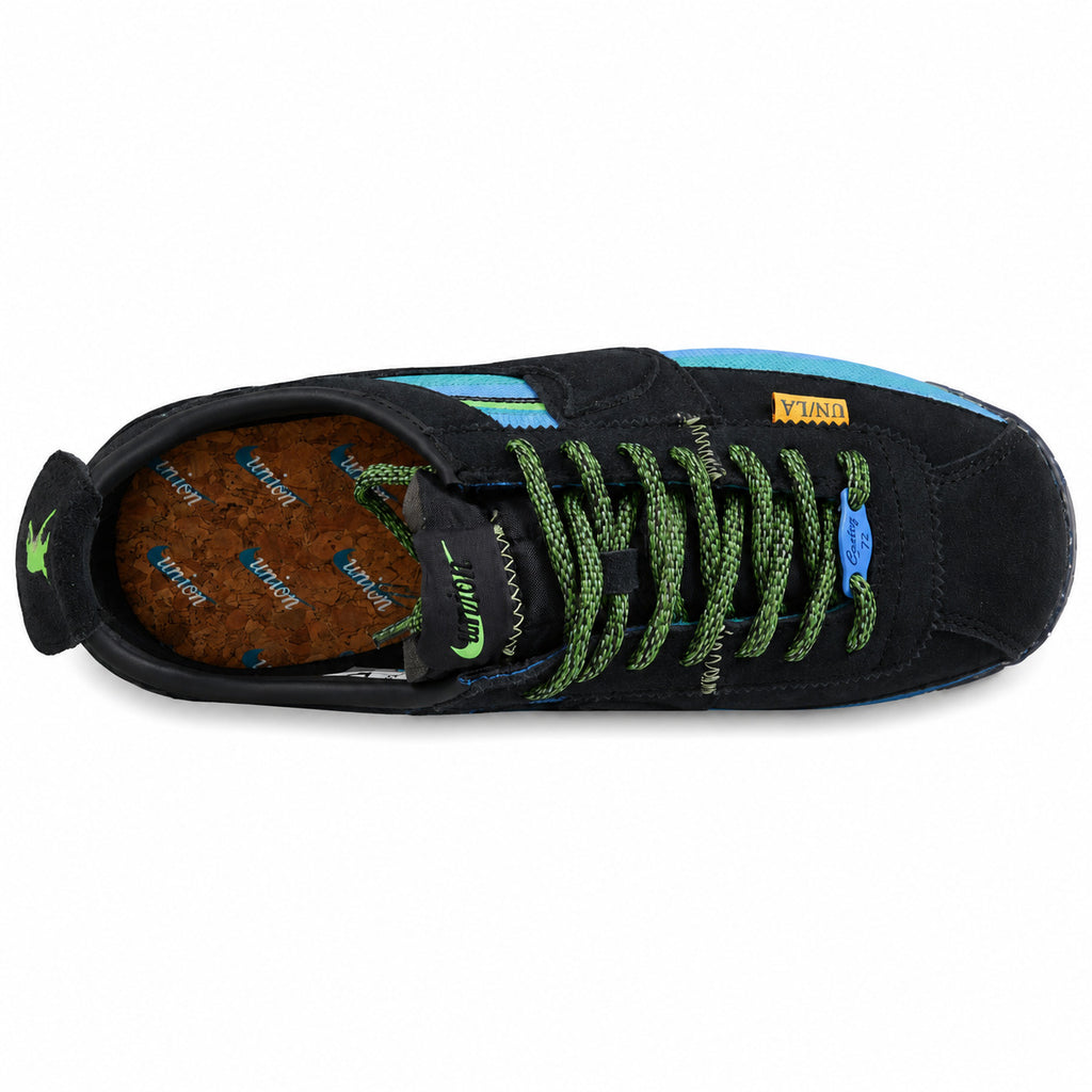 Nike Cortez SP x Union LA negro azul verde vista superior