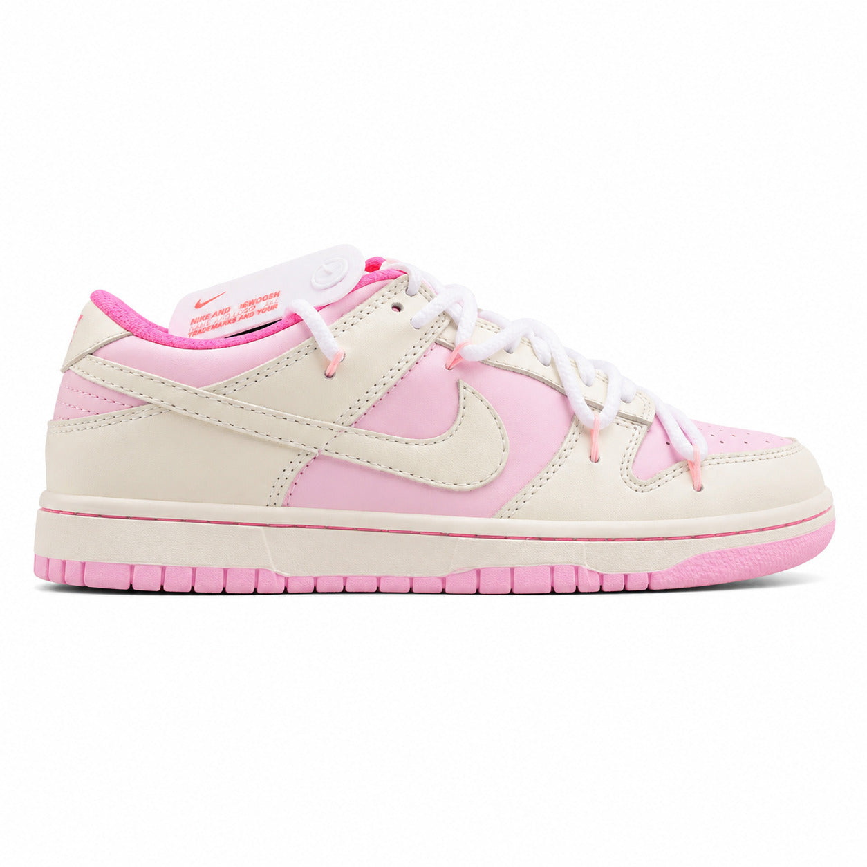 Nike Dunk Low crema rosa pastel fucsia lateral derecha