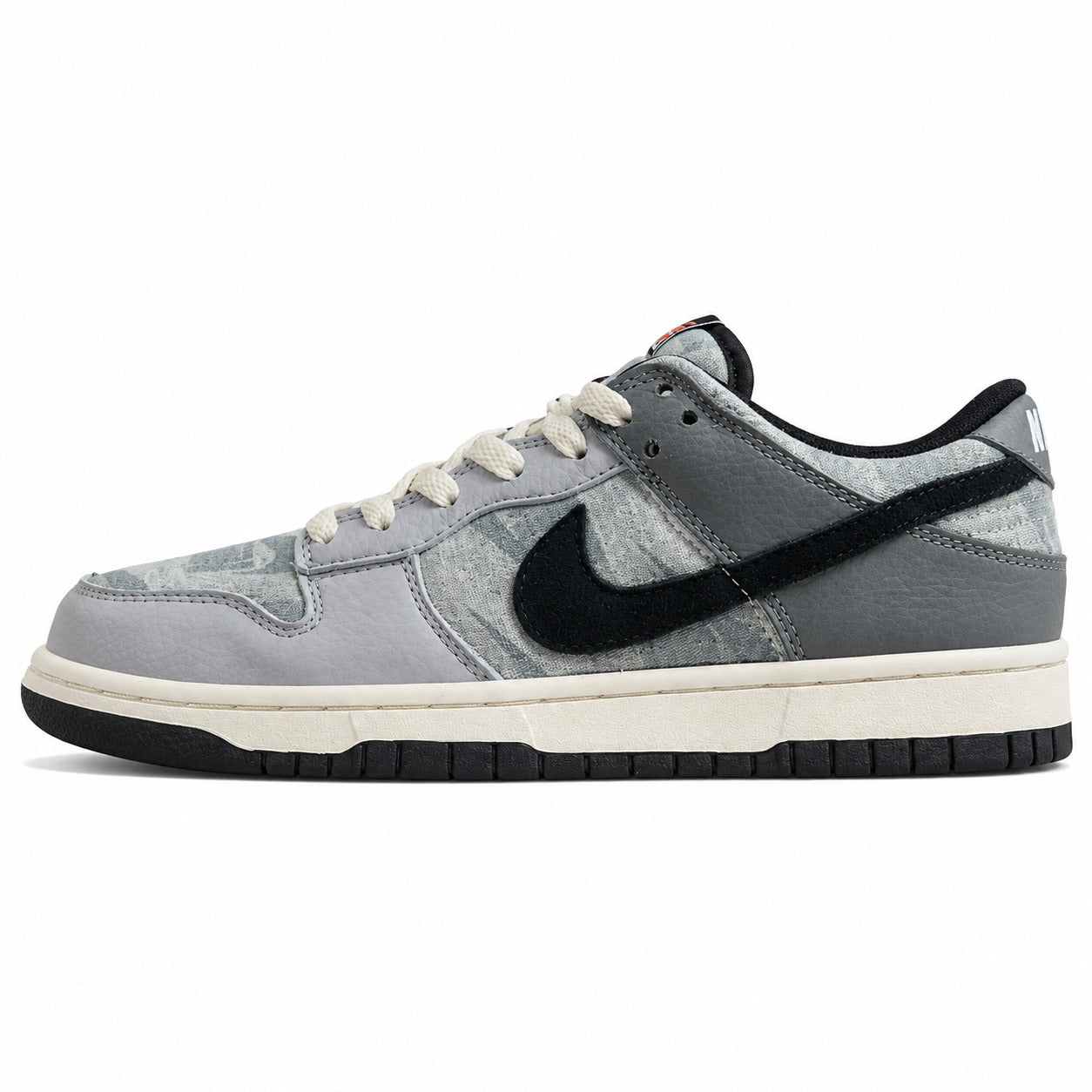 Nike Dunk Low gris off noir estampado animal lateral izquierda