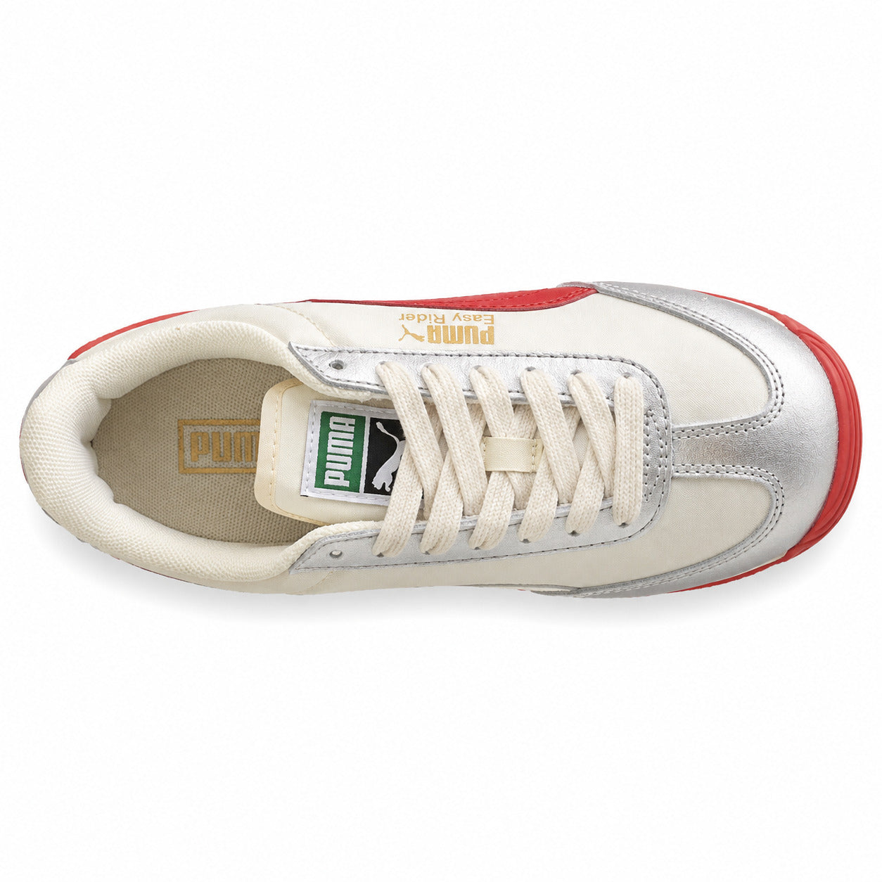 Puma Easy Rider Vintage crema rojo plateado vista superior
